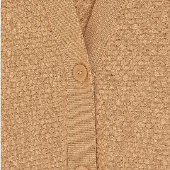 COS Mustard Tan Textured V Neck Button Up Long Cardigan Sweater - Picture 4 of 7